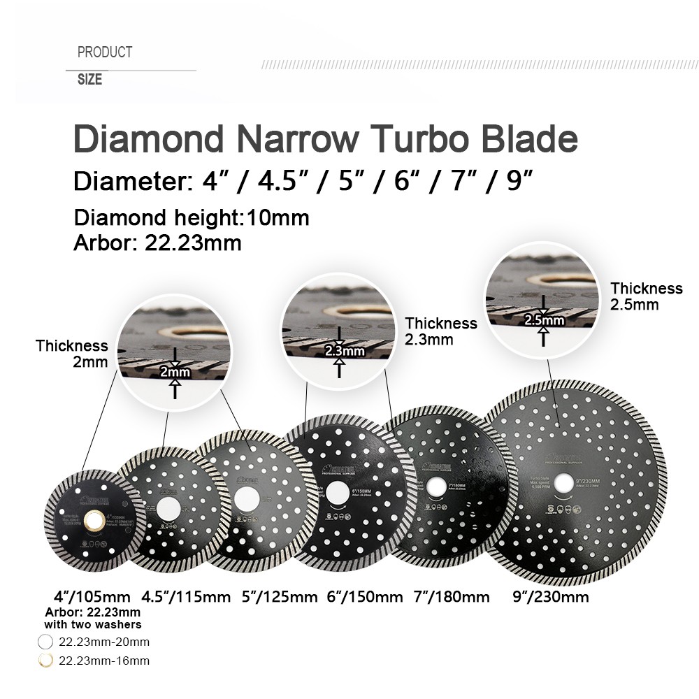 Dia 4-9'' Super Thin Diamond Turbo Cutting Disc Diamond Circular Saw Blade