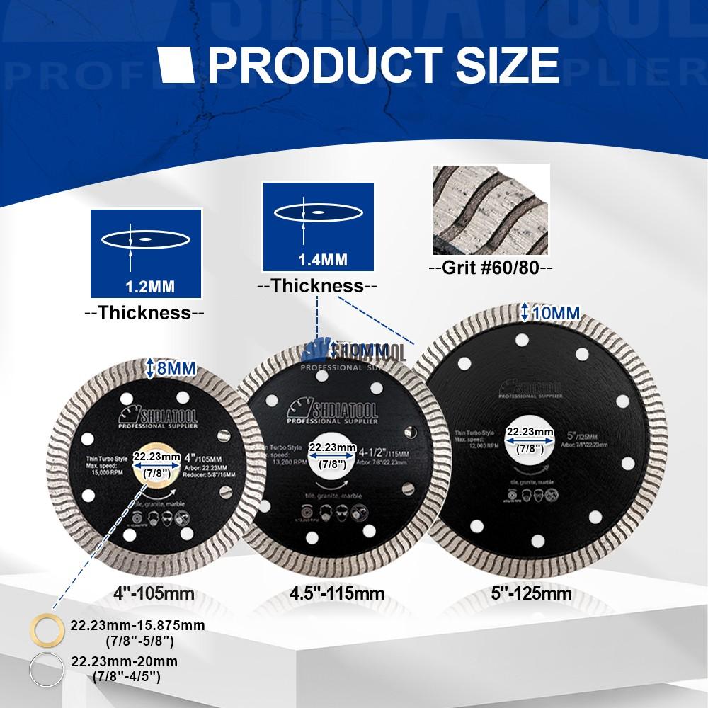 105/115/125mm Hot Pressed Ultra-thin S-Mesh Turbo Diamond Circular Saw Blade Cutting Disc Disk Tile Cutter for Granite Marble