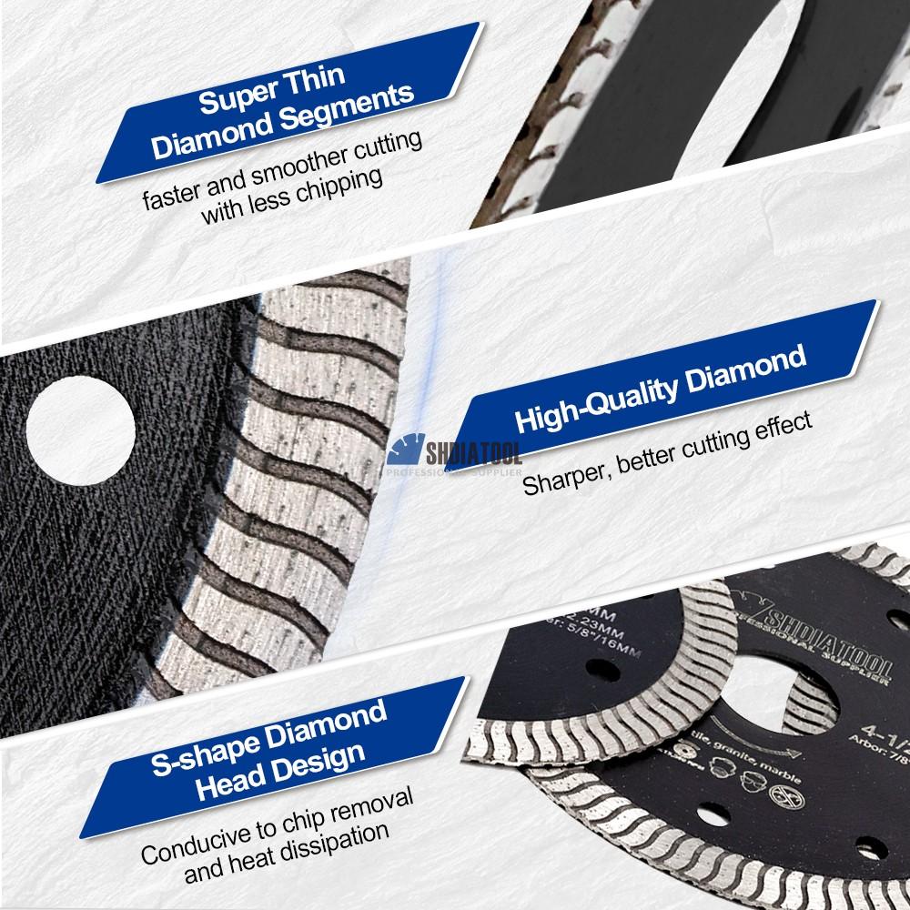 105/115/125mm Hot Pressed Ultra-thin S-Mesh Turbo Diamond Circular Saw Blade Cutting Disc Disk Tile Cutter for Granite Marble
