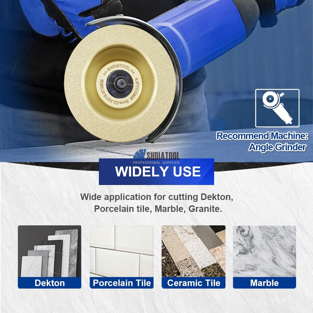 115/125mm #300 Bowl Vacuum Brazed Diamond Saw Blade Cutting Grinding Sheet Abrasive Disc for Dekton Rock Slab Tile Marble