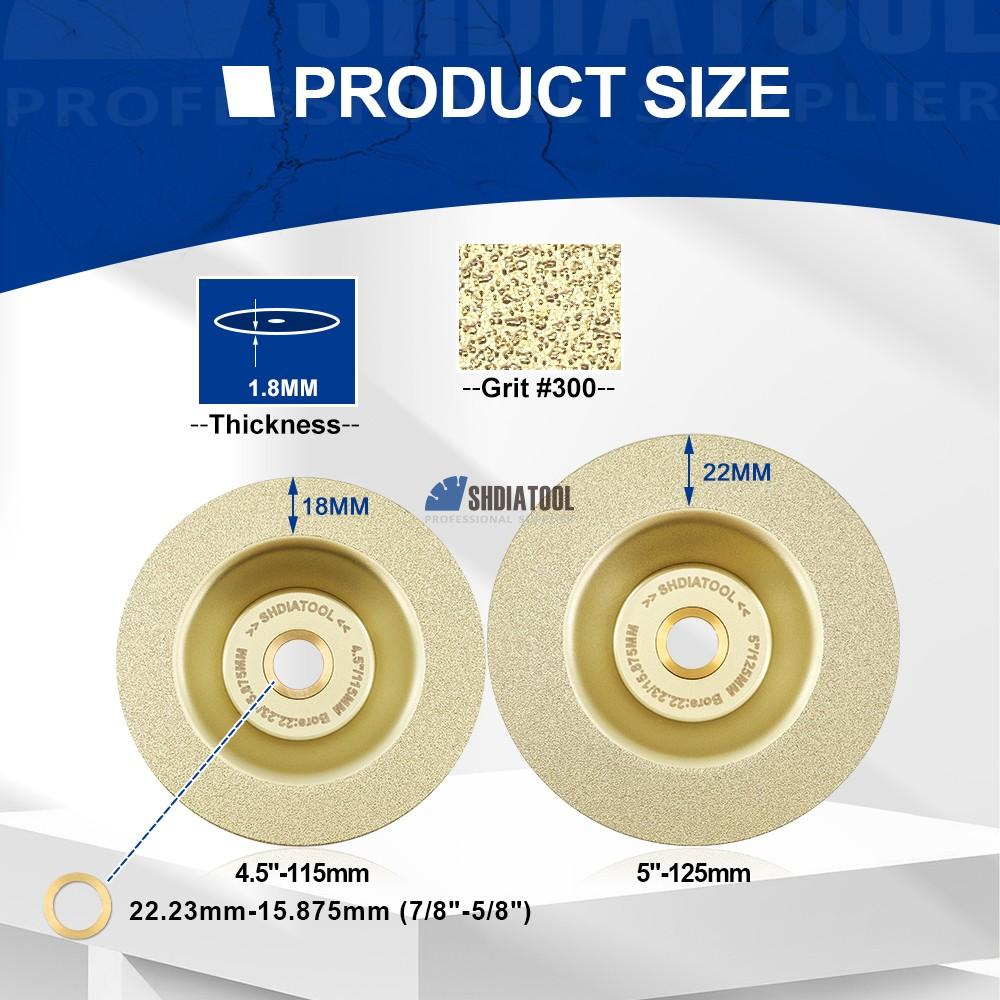 115/125mm #300 Bowl Vacuum Brazed Diamond Saw Blade Cutting Grinding Sheet Abrasive Disc for Dekton Rock Slab Tile Marble