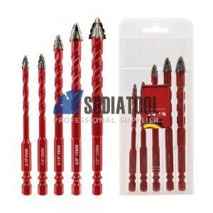 1Set/5PCS Quick-fit Tungsten Carbide Tip Cross Drill Bit Spiral Flute Alloy Position Drilling Bit for Tile Concrete Plastic