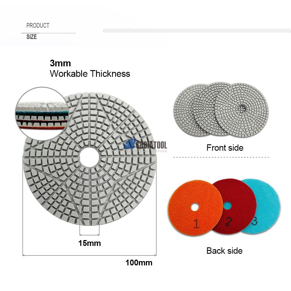 4inch 100mm high efficiency new marble floor 3 step diamond polishing pad marble polishing disc for granite stone quartz