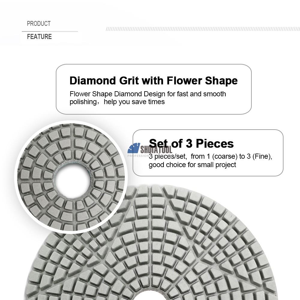 4inch 100mm high efficiency new marble floor 3 step diamond polishing pad marble polishing disc for granite stone quartz