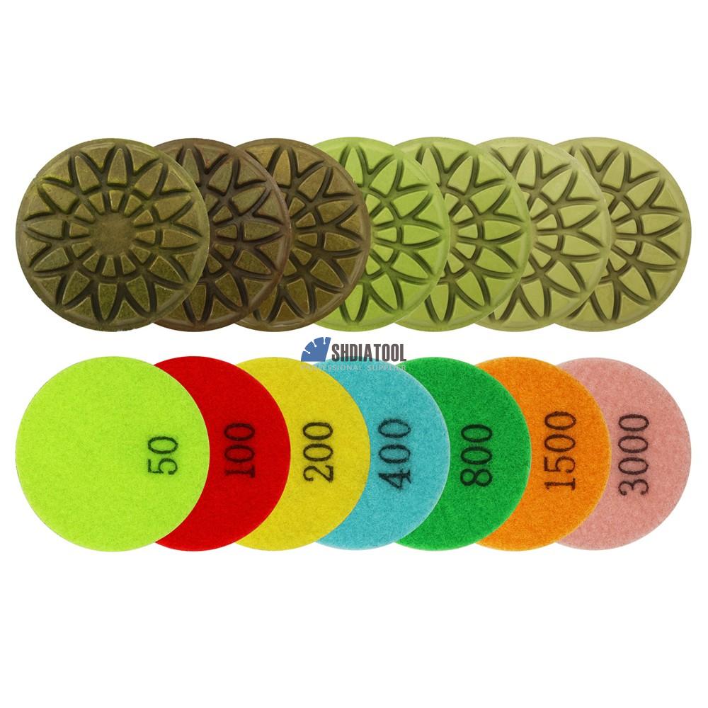3in/77mm #50-3000 Diamond Polishing Pad Wet Dry Used Flexible Diamond Sanding Pad Polishing Disc for Granite Marble Quartz
