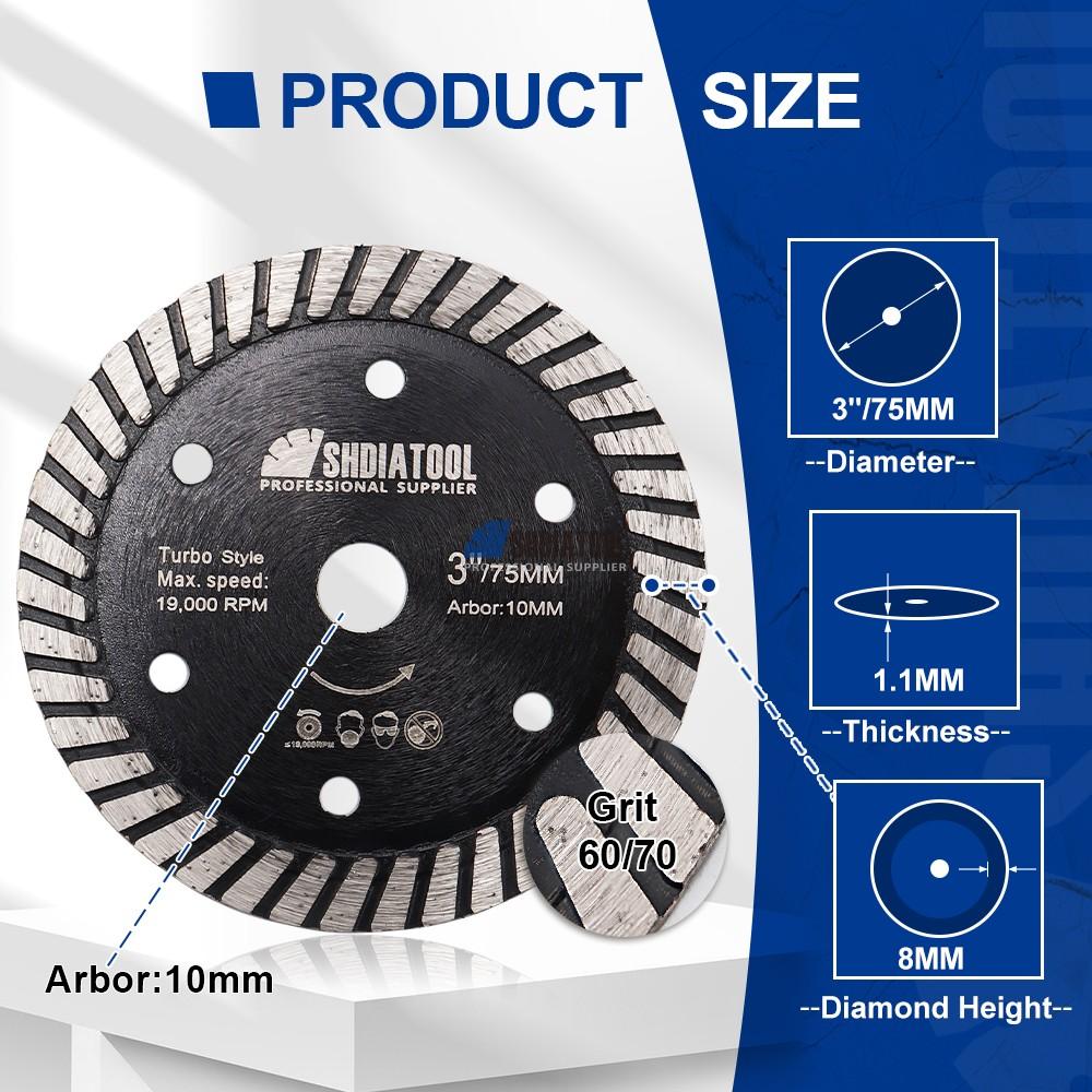 3inch/75mm Ultra-thin Turbo Mesh Diamond Saw Blade Angle Grinder Diamond Cutting Grinding Disc Cutting Disk for Marble Granite