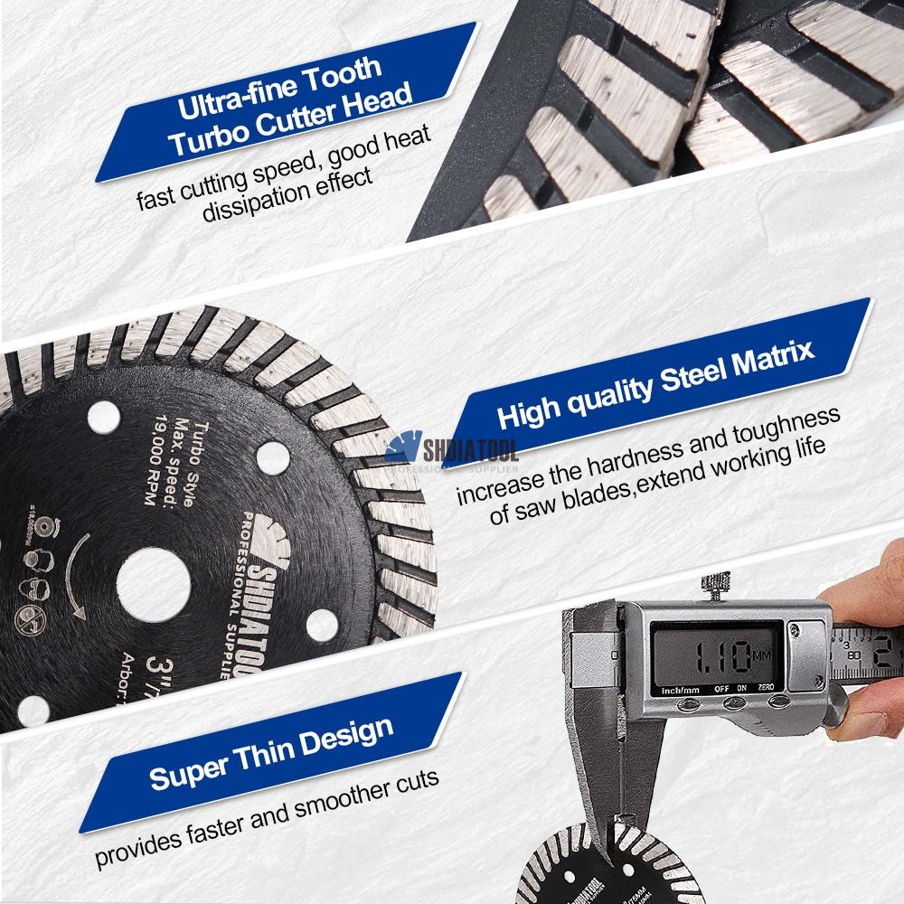3inch/75mm Ultra-thin Turbo Mesh Diamond Saw Blade Angle Grinder Diamond Cutting Grinding Disc Cutting Disk for Marble Granite