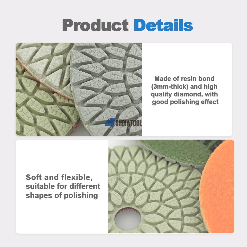 4 Inch 3-step Dry Or Wet Flexible Diamond Polishing Pad For Stone Quartz Granite Marble Diamond Buff Pads