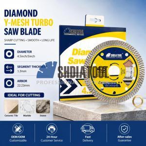 4.5/5in Ultra Thin Diamond Circular Saw Blade Y-Mesh Turbo Tile Marble Cutting Tools Low Chipping Angle Grinder Ceramic Blade