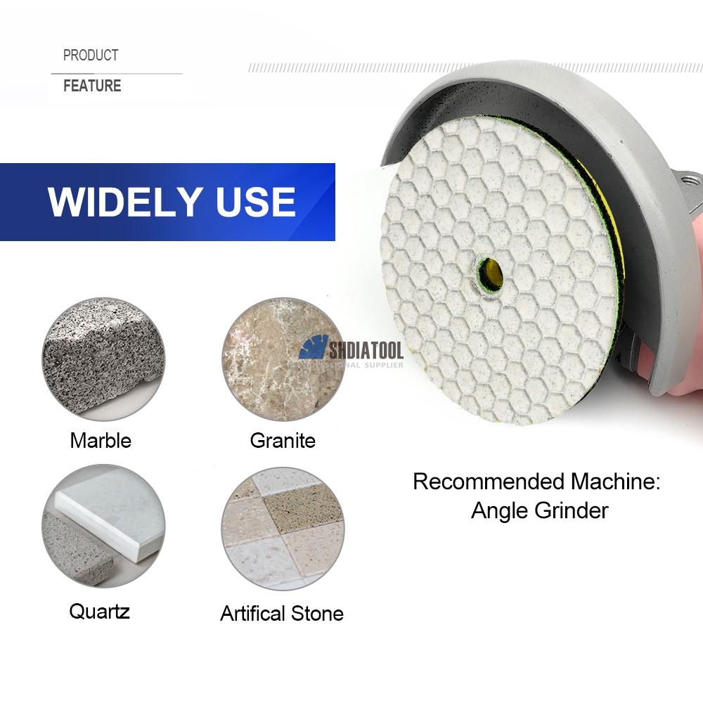 4inch Dry Flexible Polishing Diamond Polishing Pads Polishing Disc Grinding Disc for Marble Granite Concrete on Angle Grinder