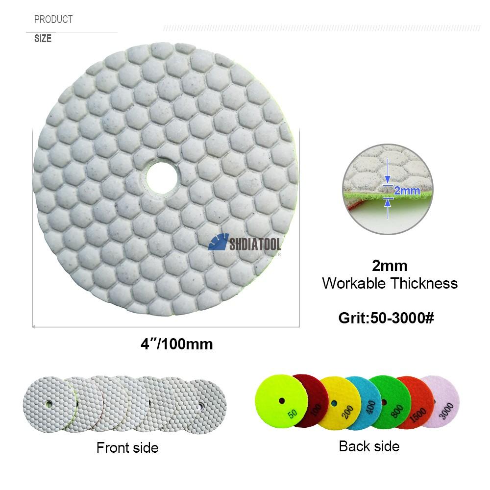 4inch Dry Flexible Polishing Diamond Polishing Pads Polishing Disc Grinding Disc for Marble Granite Concrete on Angle Grinder