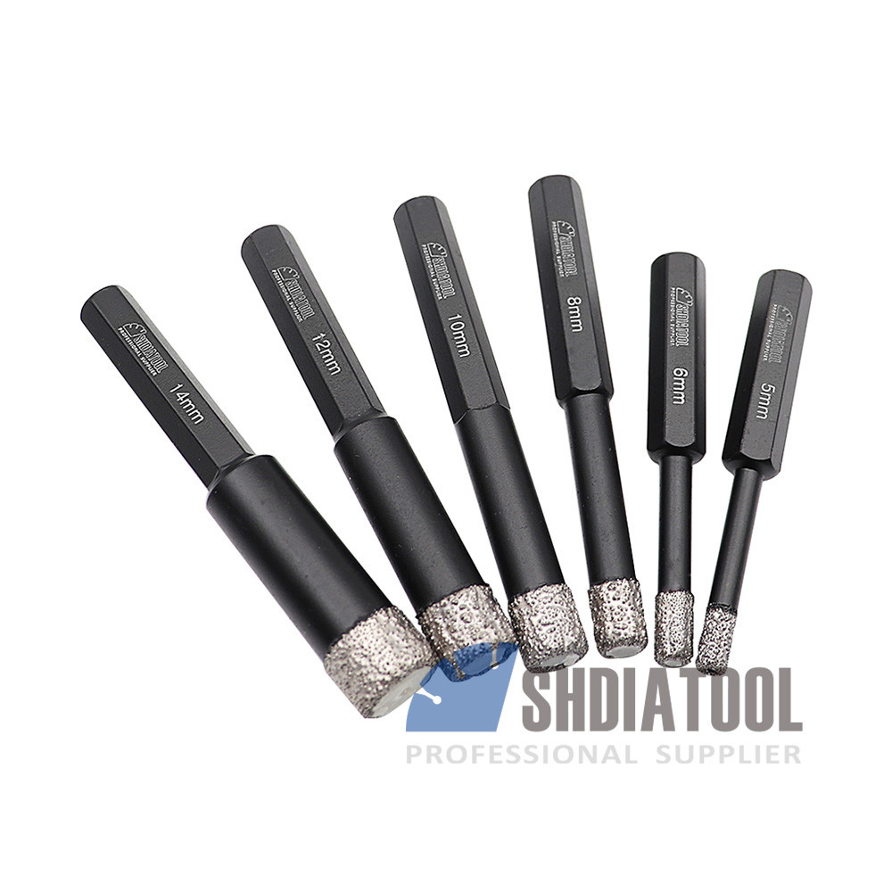5 pieces/box hex shank diamond dry drill bit