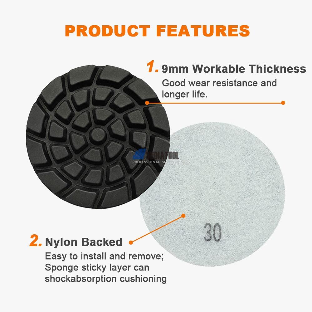 9mm Thickened 4in/100mm Concrete Floor Diamond Polishing Pad Hard Resin Abrasive Polishing Disc Grinding Disc for Floor Polisher