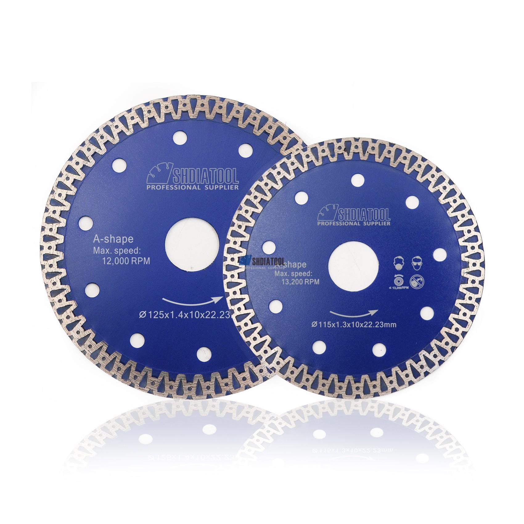 Diameter 4.5inch/5inch Hot pressed sintered A-shaped Blue Mesh turbo diamond blade