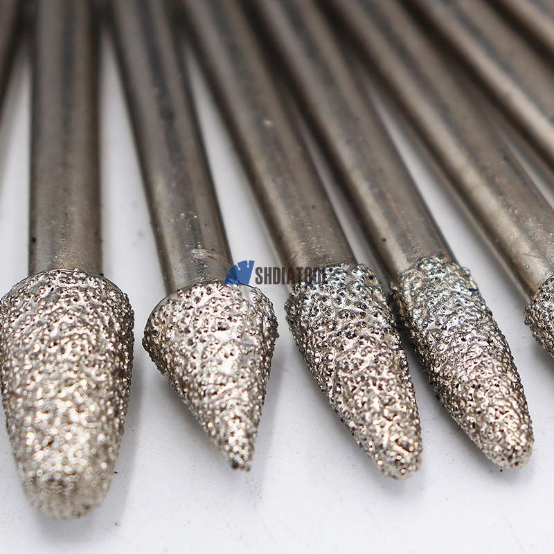 20pcs Grit 46 Aluminum Box Diamond Grinding Heads Engraving Bits Brazed Carving Tools Rotary Burr Drill Bit For Granite Stone