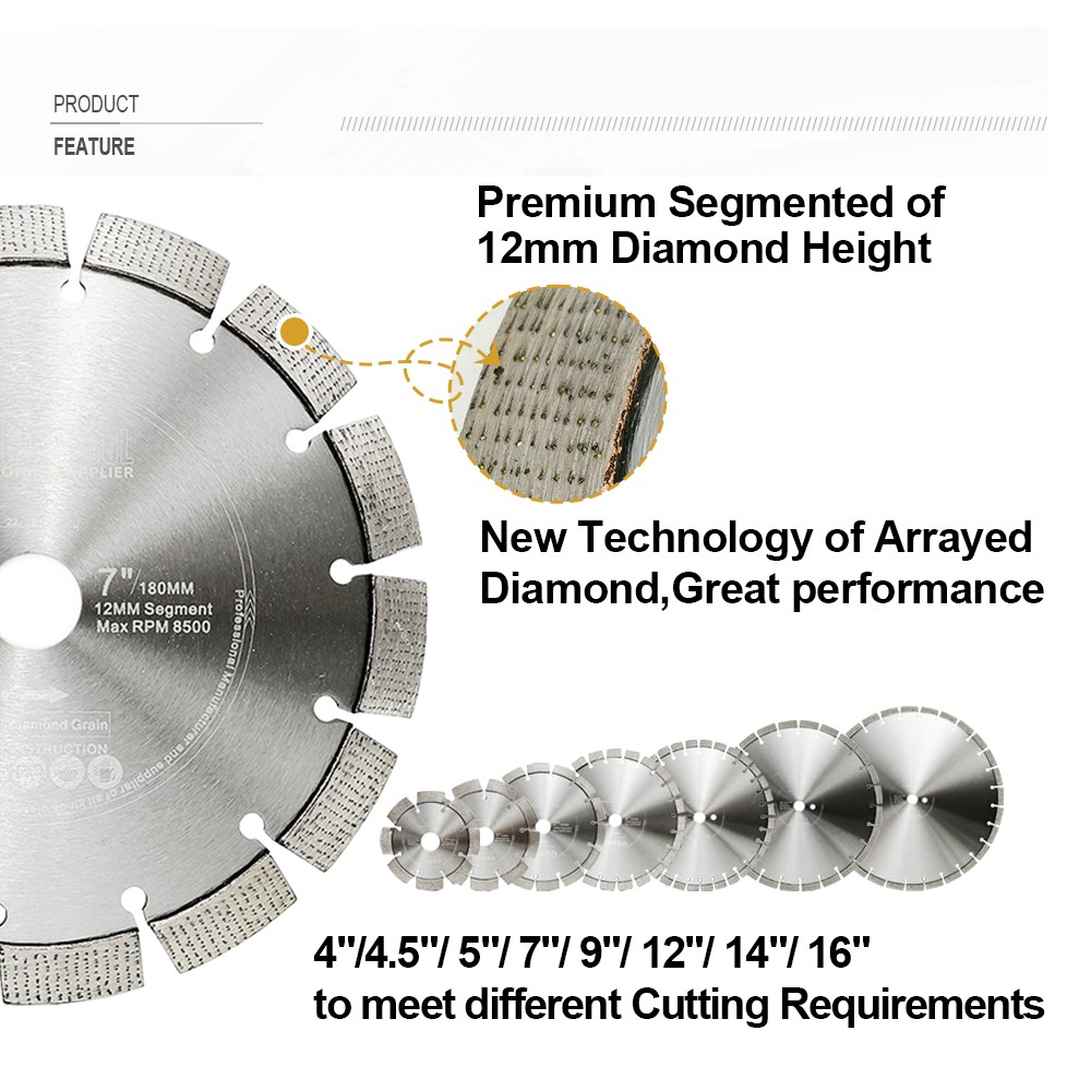 115/125/180/230/300/350/400mm Diamond Concrete Saw Blade Arrayed Cutting Grinding Disc for Hard Material Brick Granite