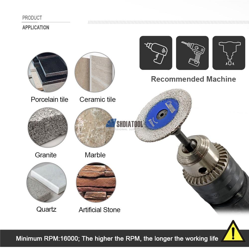 30/40/50mm Vacuum Brazed Diamond Mini Engraving Saw Blade Mini Diamond Cutting Discs Tile Cutter for Carving Granite Quartz