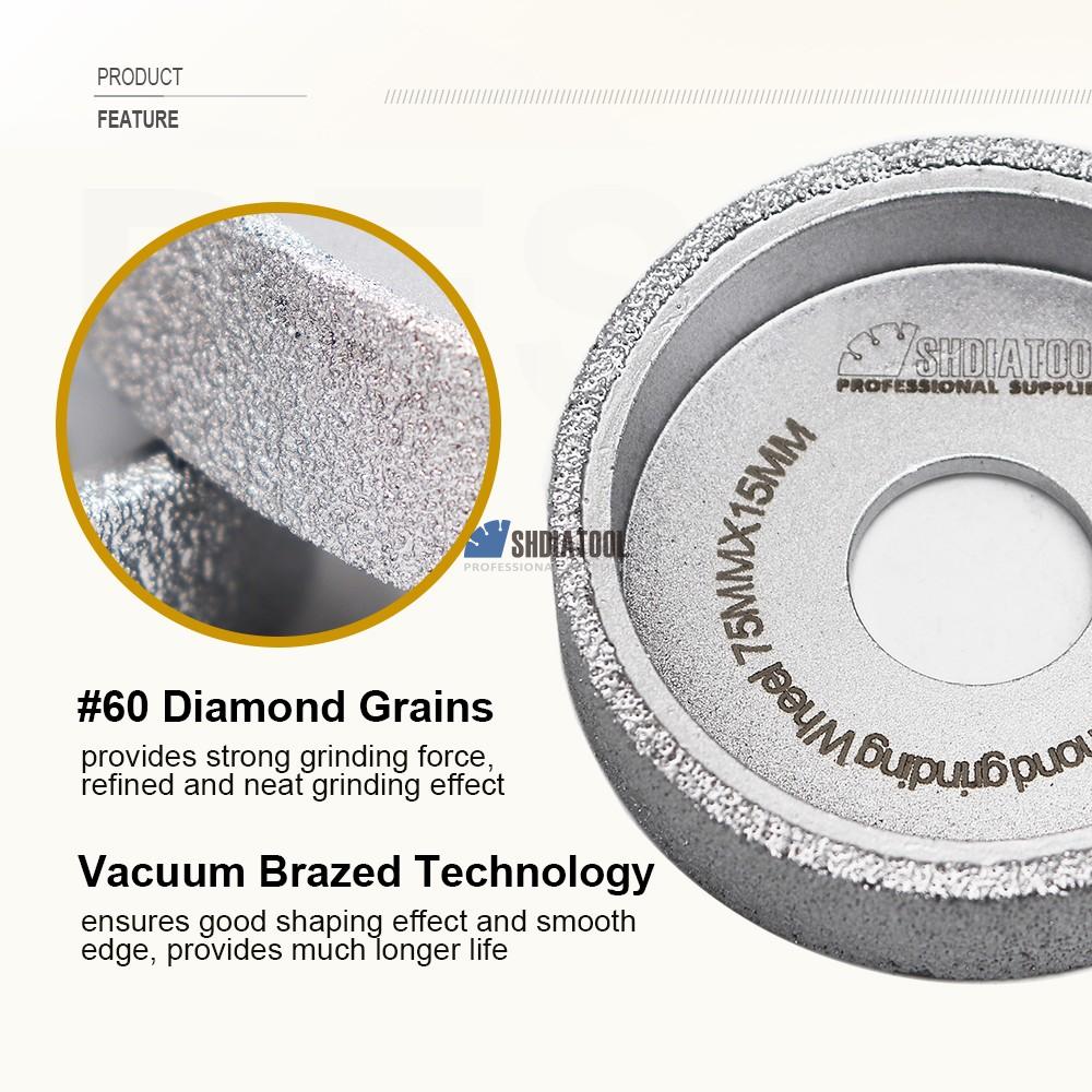 3inch/75mm Vacuum Brazed Marble Granite Stone Quartz Tile Diamond Abrasive Grinding Profile Wheel for Angle Grinder