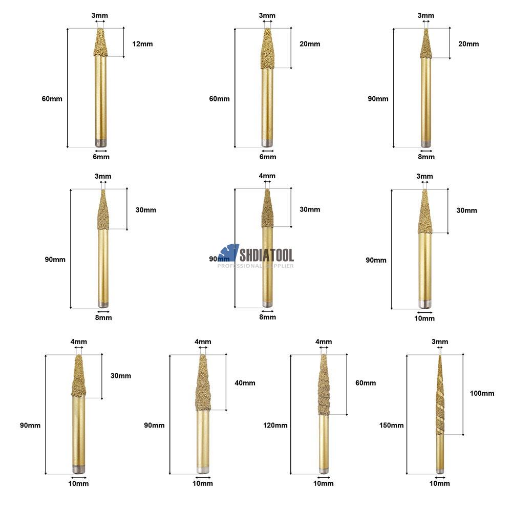 6/8/1012mm CNC Engraving Machine High Sharpness End Mill Marble Router Bit for Carving Diamond Stone Engraving