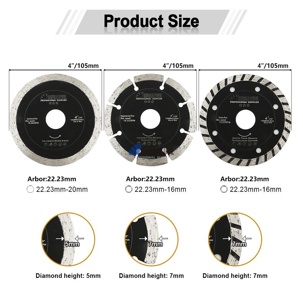 3PCS/Set 4inch Cold Pressed Dry Cutting Segment Diamond Saw Blade Cutting Blade Cut Off Wheel for Stone Granite Marble