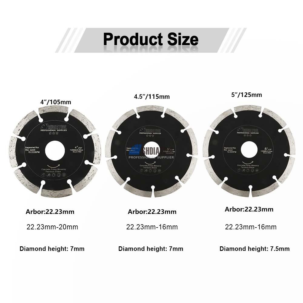 4/4.5/5in Cold Pressed Sintered Segmented Diamond Saw Blade Professional Multifunction Diamond Cutting Blade for Concrete Stone