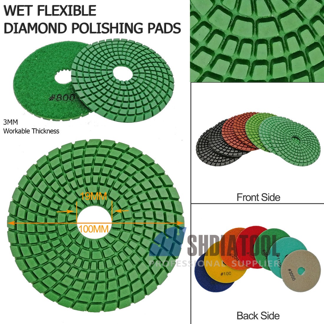 Professional Wet Polishing Pads for Marble Granite (2 sizes)