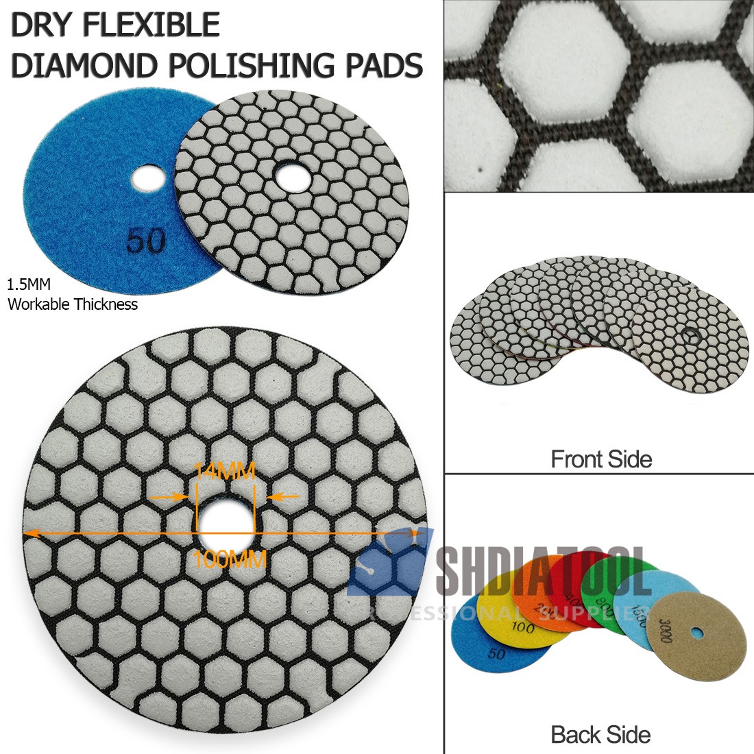 Dry Diamond Polishing Pads （3 sizes）