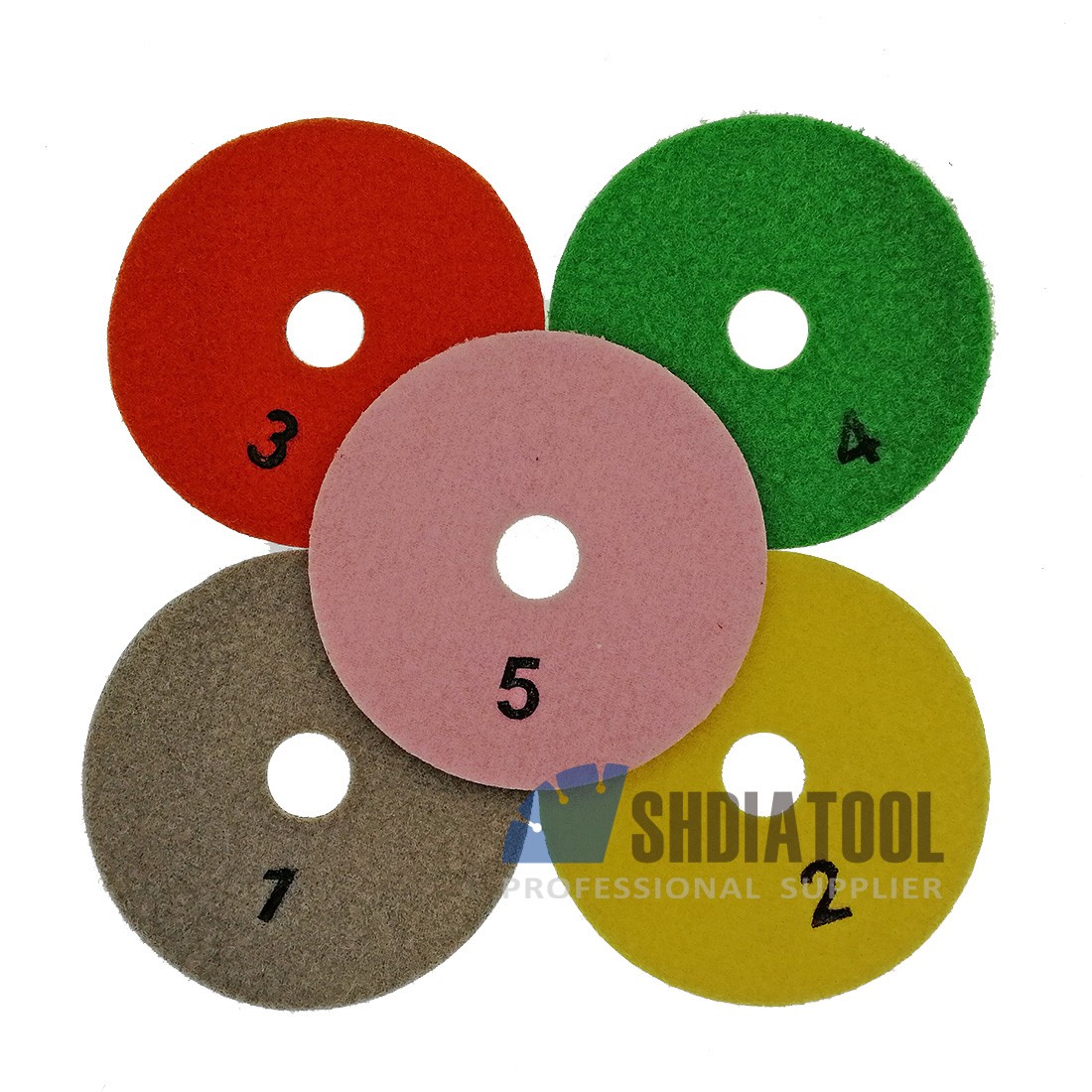 Five Step Diamond Wet Polishing Pads Diameter 4 Inch 