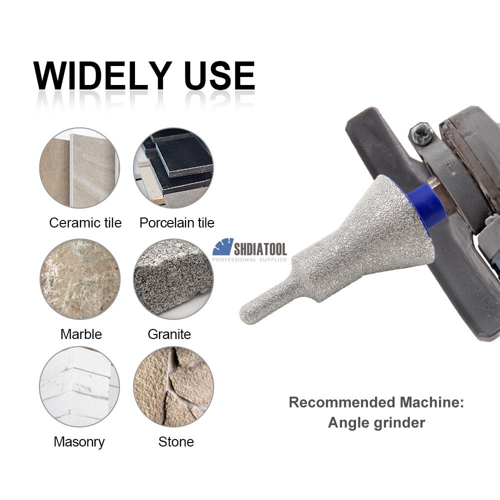 Dia 48mm Vacuum Brazed Diamond Chamfer Milling Finger Bit For Beveling Sharping Trimming Existing Holes on Granite Marble Tile