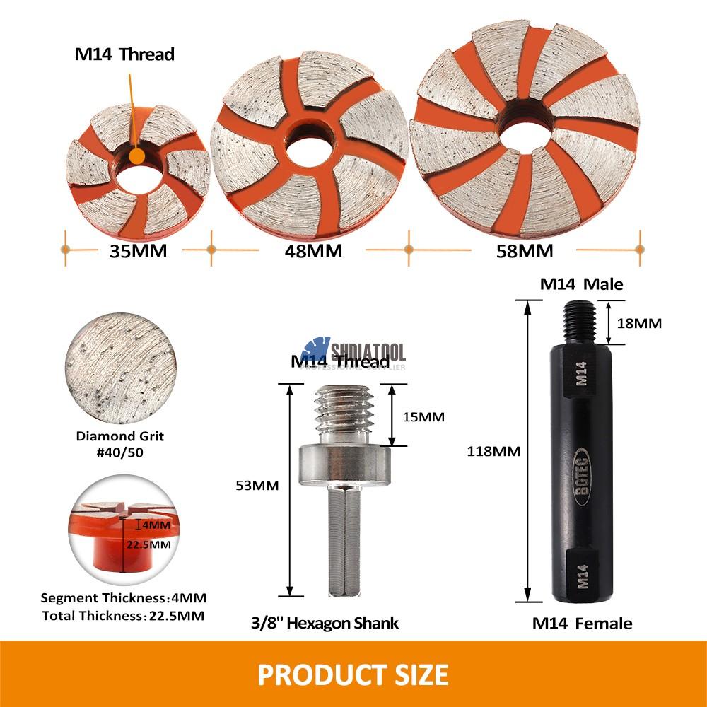 35/48/58mm Diamond Concrete Floor Grinding Disc for Grinding Wheel Grinder Diamond Chamfer Cleaning Bottom