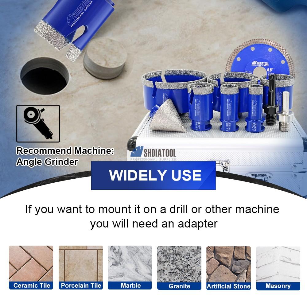 10PCS Diamond Core Drill Bit Chamfer Saw Blade Set For Stone Porcelain Granite Tile Marble Brazed 20-100mm Dry Diamond Hole Saw