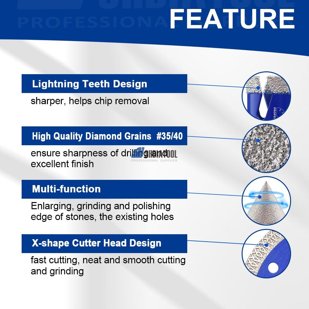 10PCS Diamond Core Drill Bit Chamfer Saw Blade Set For Stone Porcelain Granite Tile Marble Brazed 20-100mm Dry Diamond Hole Saw