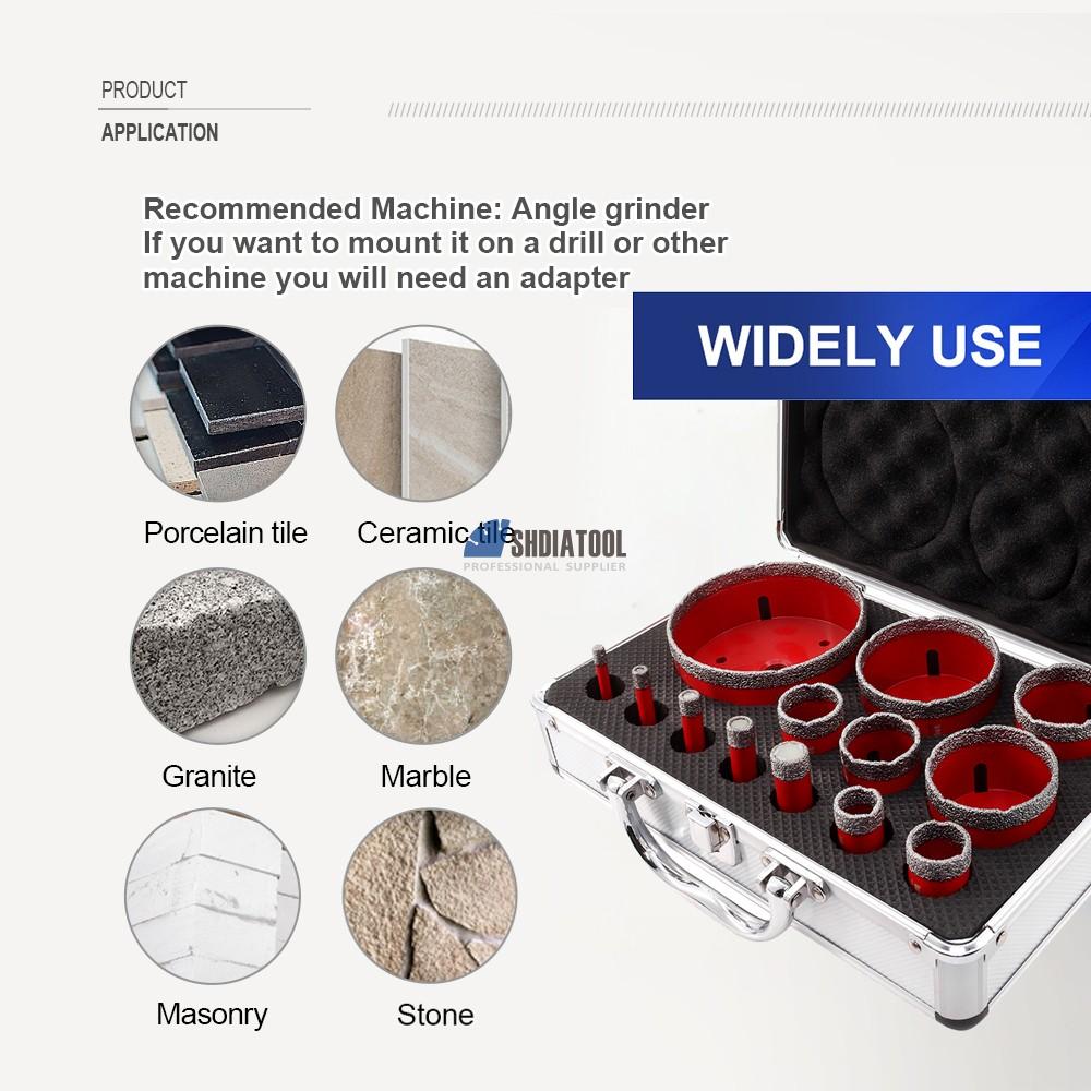 6-100MM Diamond Core Drill Bit Saw Blade Set Steel Hole Saw Kit Marble Drill Bit For Masonry Granite Marble Angle Grinder Use