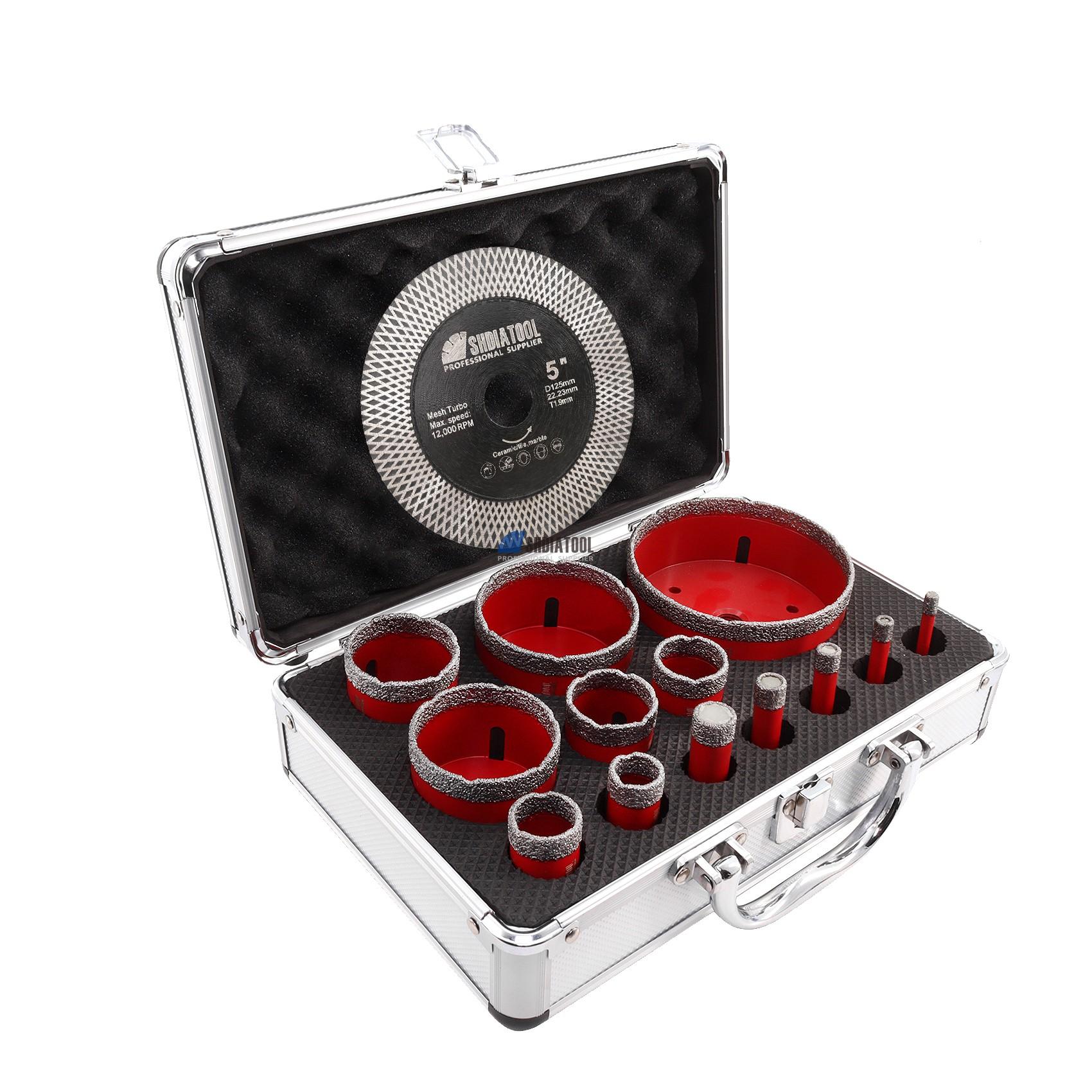 6-100MM Diamond Core Drill Bit Saw Blade Set Steel Hole Saw Kit Marble Drill Bit For Masonry Granite Marble Angle Grinder Use