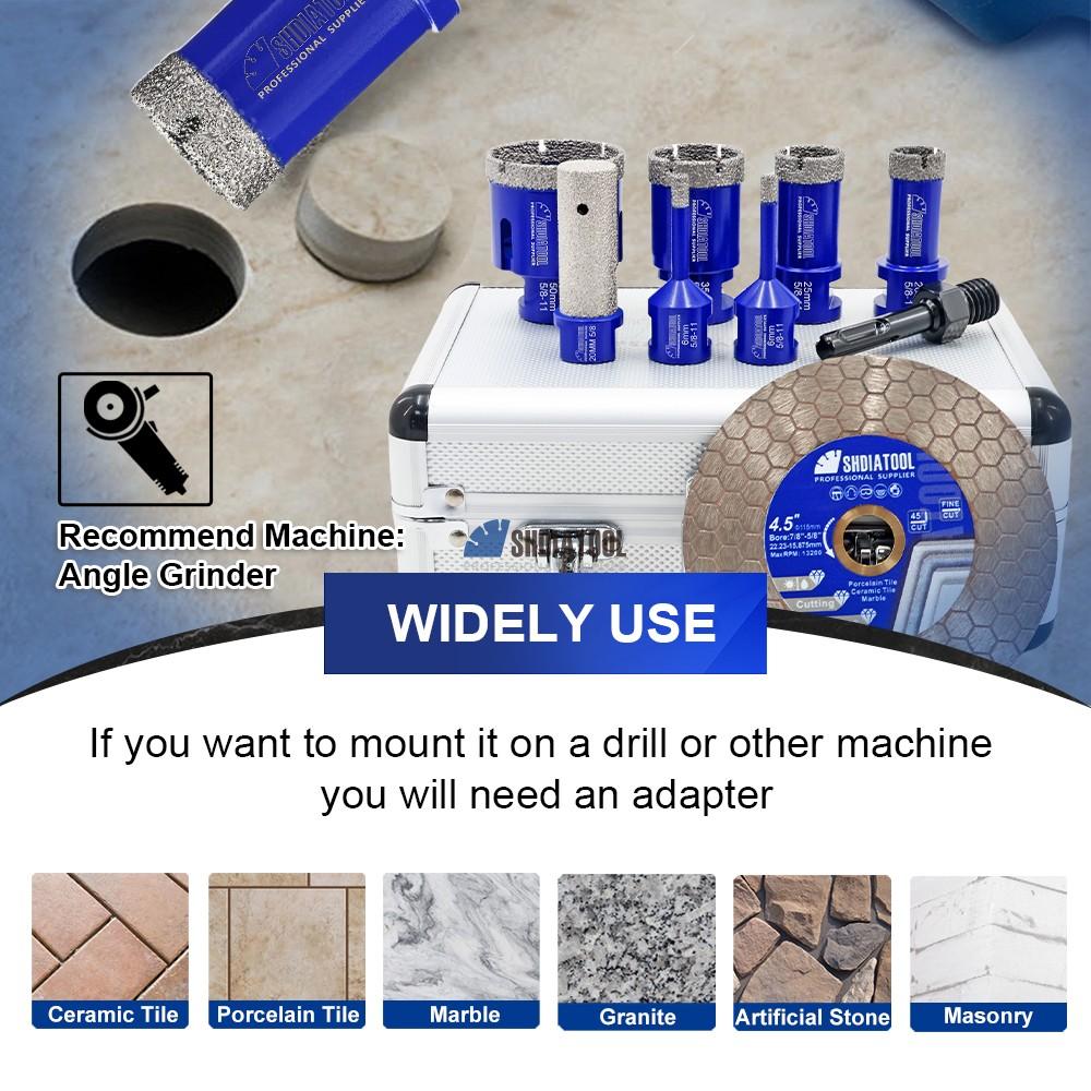 9PCS 5/8''-11 Diamond Core Drill Bit Set Diamond Blade Tile Hole Saw Finger Milling Bit Kit for Porcelain Tile Marble Granite