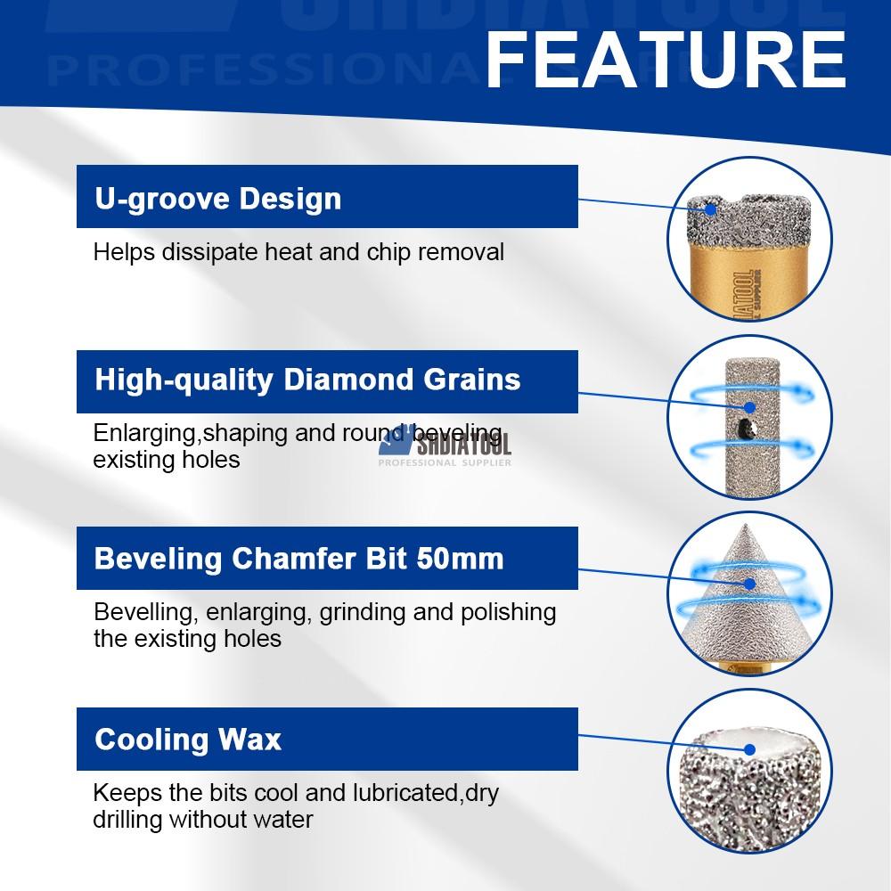 In Stock Diamond Core Drill Bits Set Brazed Hole Saw Kit Hole Cutter Diamond Crowns For Ceramic Tile Granite Marble