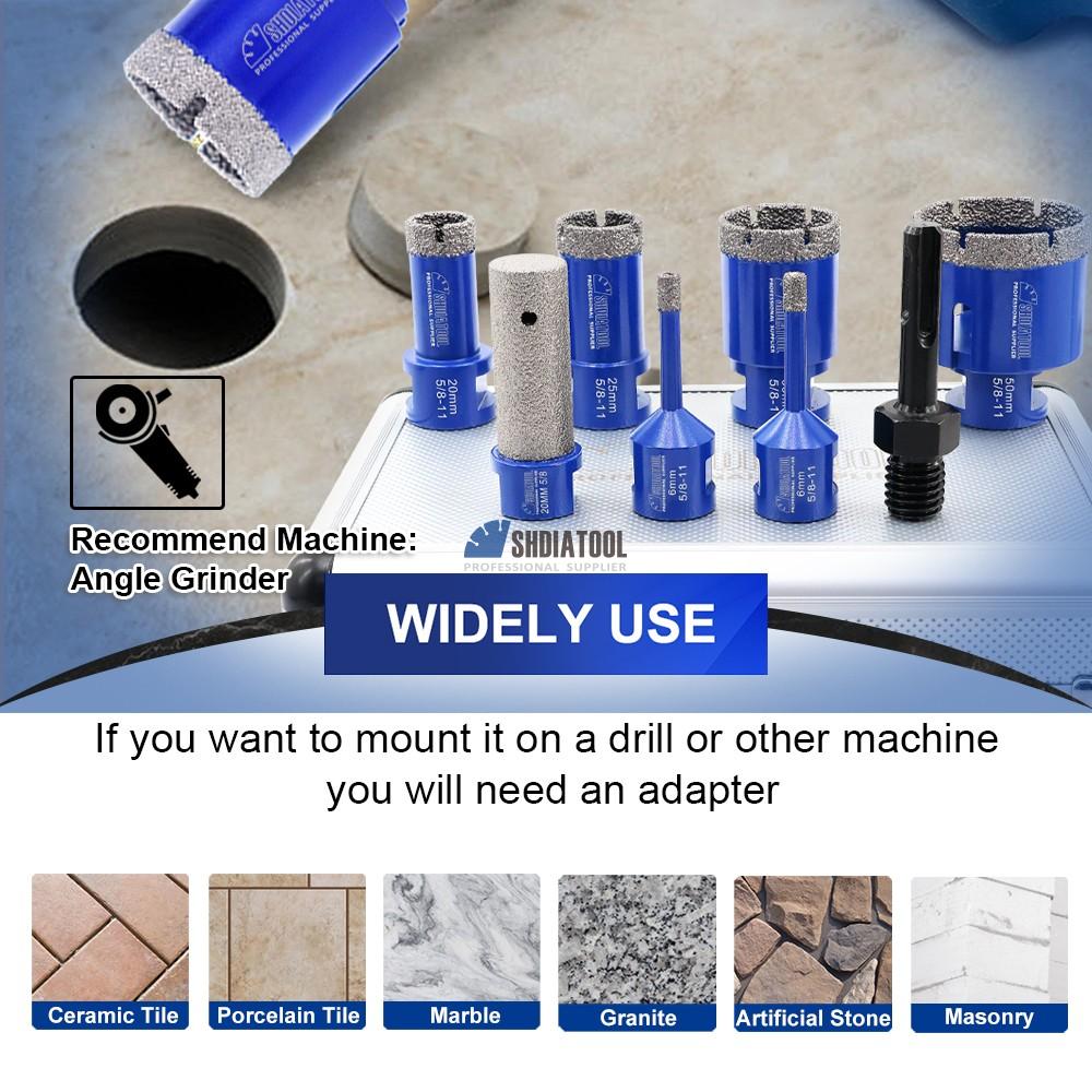 8PCS 5/8''-11 Brocas Diamond Core Drill Bits Set Hole Saw Hole Cutter Kit Tile Cutter With SDS Adapter for Marble Masonry