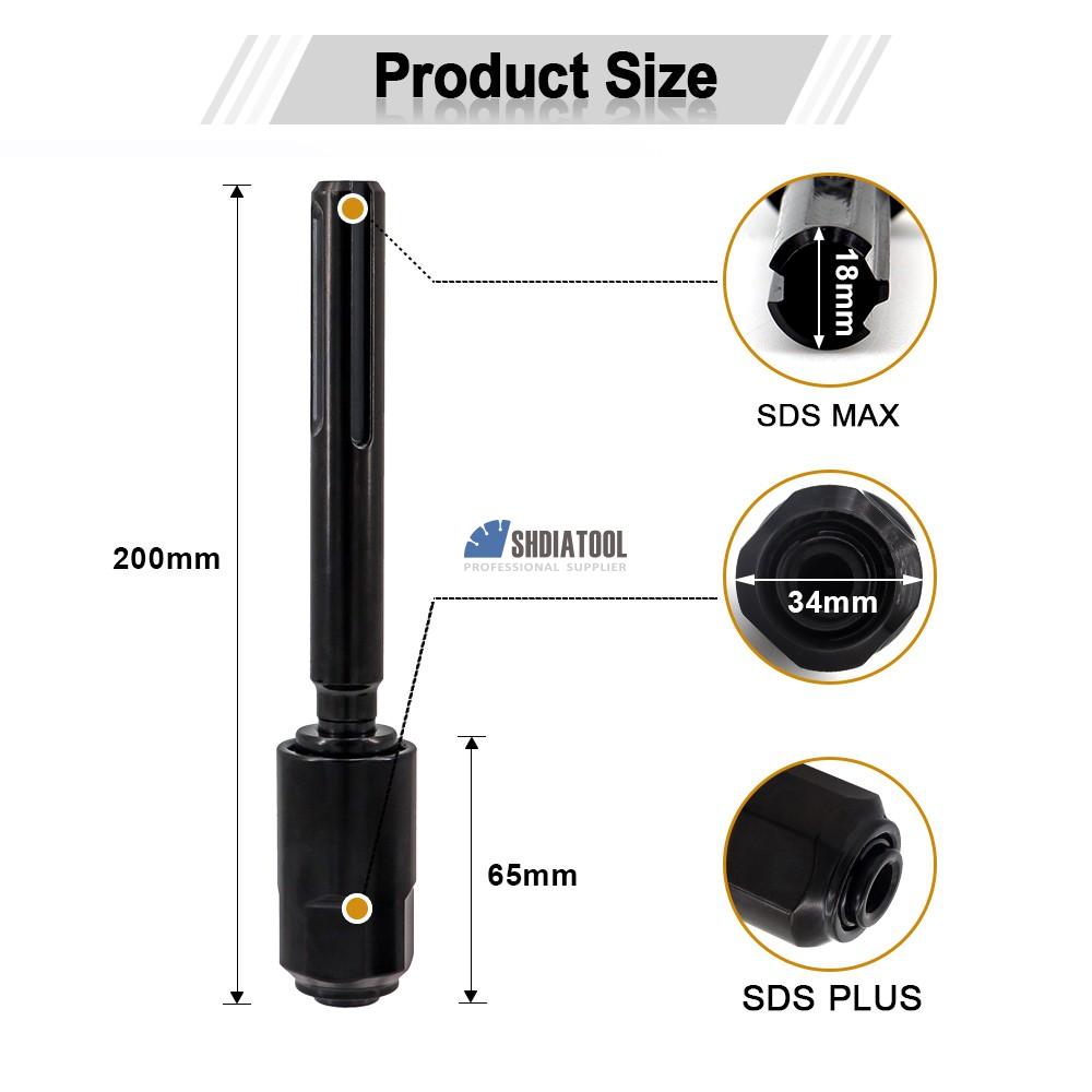Drill Attachments Angle Grinder Converter Diamond Core Drilling Bits Adapter SDS PLUS male thread to SDS MAX female thread