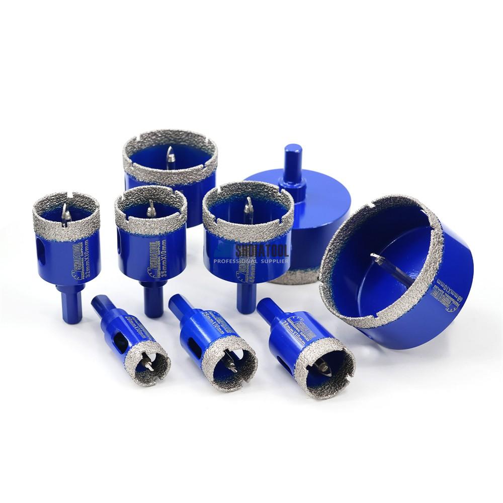 Vacuum Brazed Triangle Shank 20-68mm Diamond Crown Core Drill Bit Hole Saw with Position Dill for Tile Marble Masonry Stone