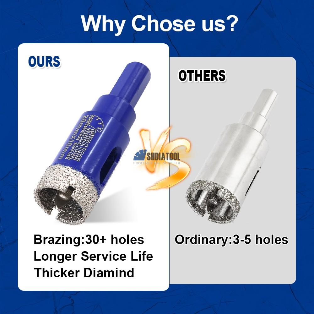 Vacuum Brazed Triangle Shank 20-68mm Diamond Crown Core Drill Bit Hole Saw with Position Dill for Tile Marble Masonry Stone
