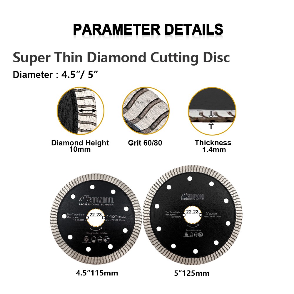 4'' 4.5'' Super Thin Turbo Diamond Cutting Disc Turbo Saw Blade Cutting Disc