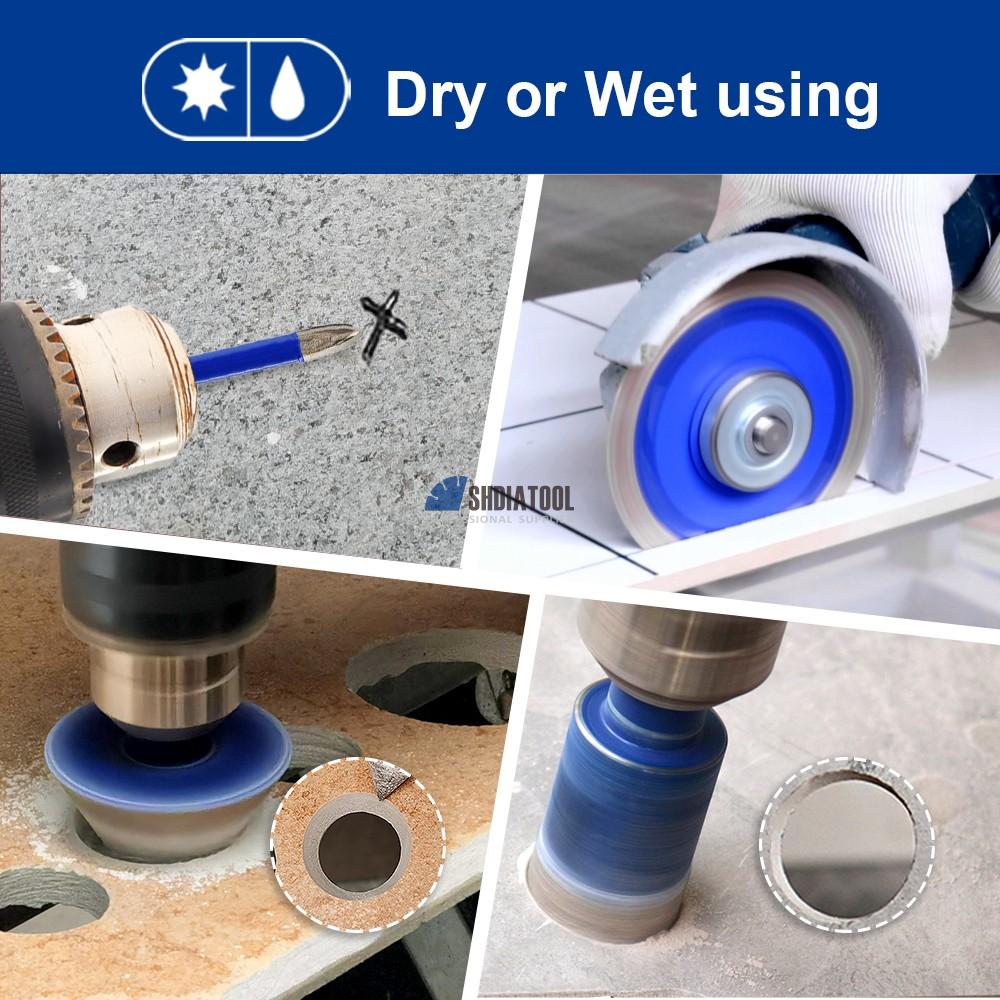 13PCS Diamond Drill Bit Saw Blade Set Brazed Tile Hole Saw Core Drill Bit Chamfer Tile Cutter Kit Triangle Shank for Granite