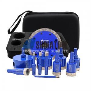 13PCS Diamond Drill Bit Saw Blade Set Brazed Tile Hole Saw Core Drill Bit Chamfer Tile Cutter Kit Triangle Shank for Granite