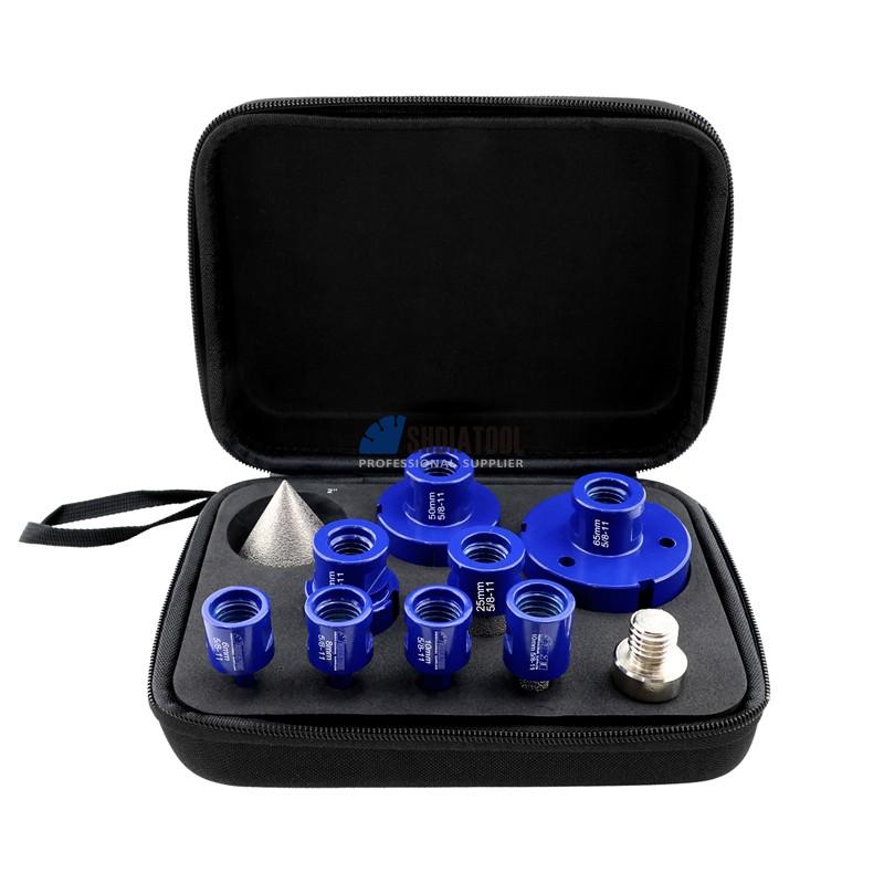 10pcs/kit Vacuum Brazed 5/8''-11 Thread Diamond Drill Bits Set Chamfer Beveling Milling Finger Bit With Hex Shank Adapter