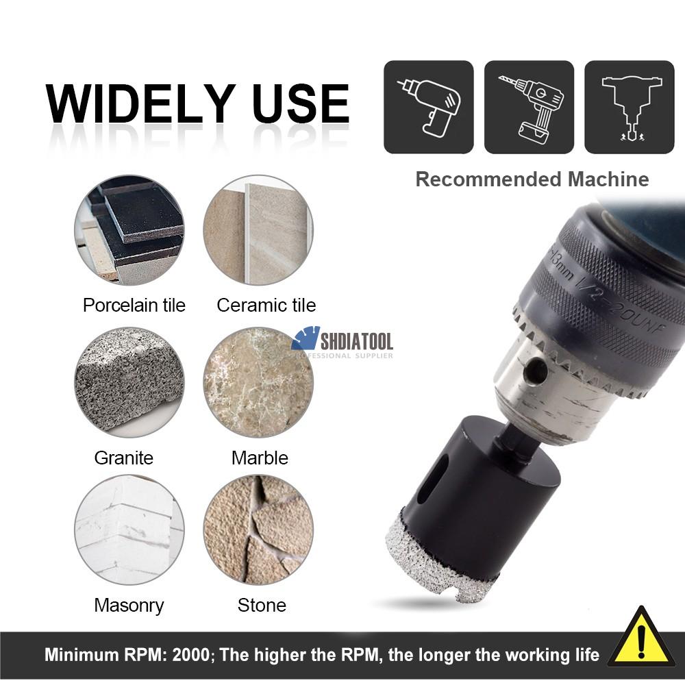 Dia20-68mm Vacuum Brazed Diamond Drill Core Bit Drilling Bits with Hexagon Shank for Granite Marble Ceramic Concrete