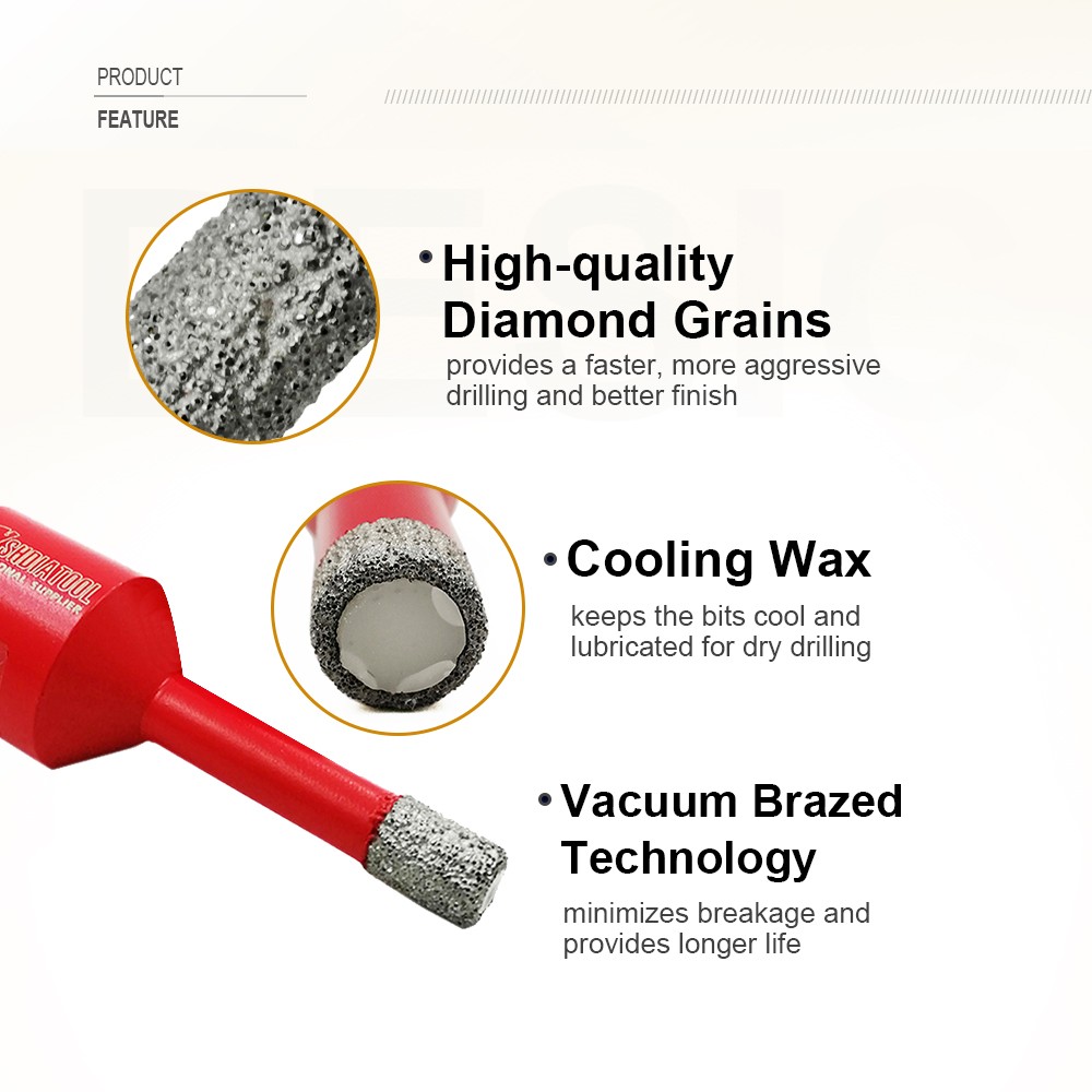 M14 Dia 6-115MM Vacuum Brazed Diamond Drill Core Bit Hole Saw Drilling Bit for Granite Marble Porcelain Tile Stone