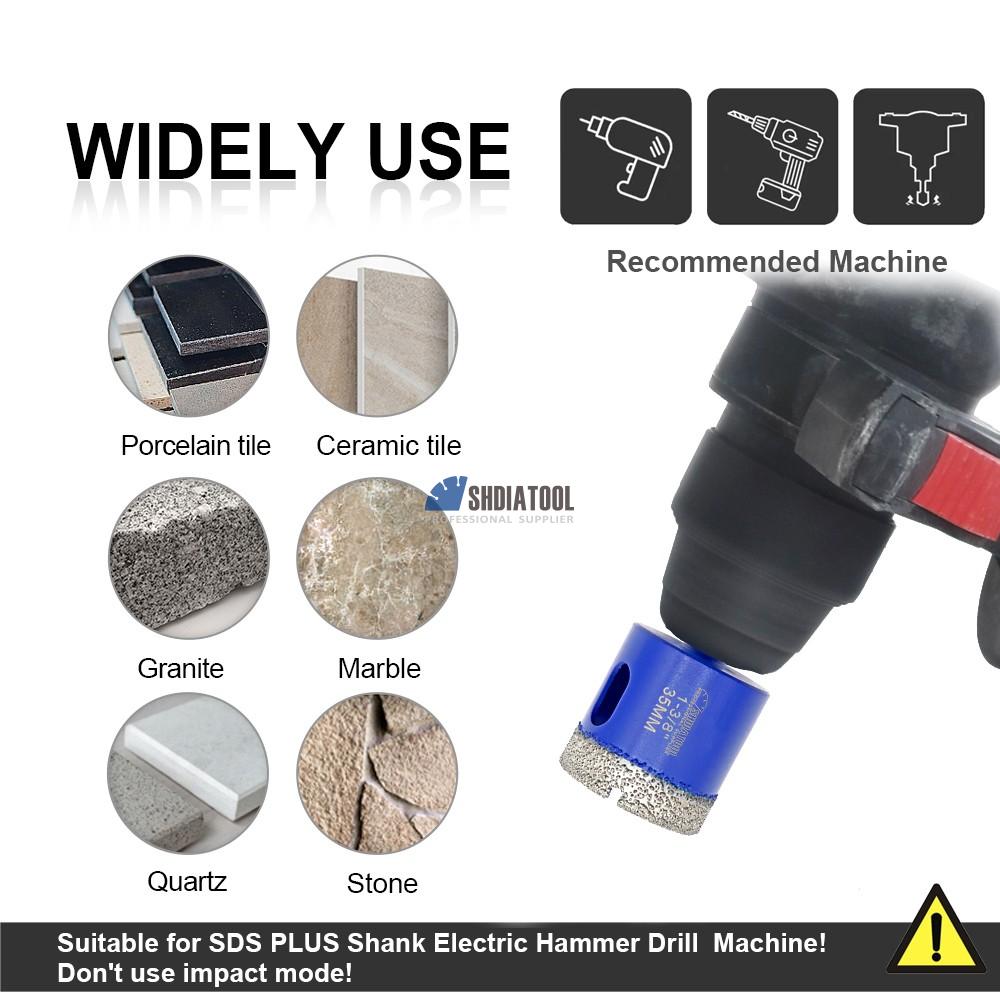 Vacuum brazed Dia 35MM Diamond Drilling Core Bits Hole Saw Cutting Finger Bit with SDS PLUS Shank