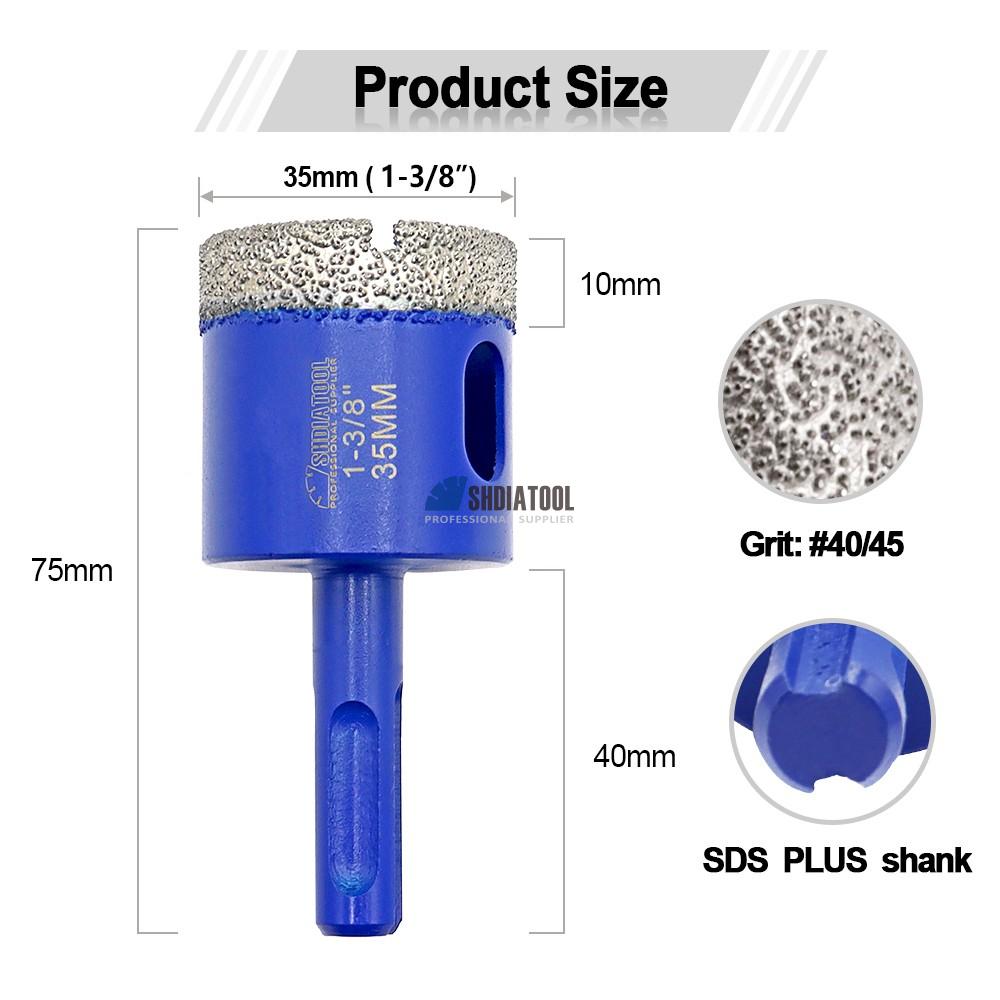 Vacuum brazed Dia 35MM Diamond Drilling Core Bits Hole Saw Cutting Finger Bit with SDS PLUS Shank