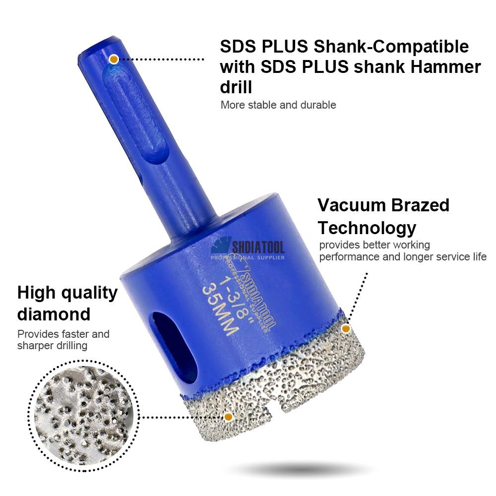 Vacuum brazed Dia 35MM Diamond Drilling Core Bits Hole Saw Cutting Finger Bit with SDS PLUS Shank