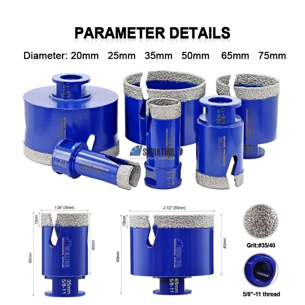 Vacuum brazed Dia 20-75MM Diamond Drilling Core Bits Hole Saw Cutting Finger Bit with Hexagon Shank 5/8